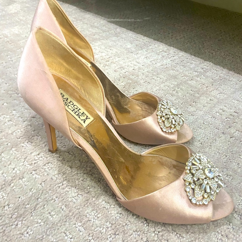 Badgley Mischa Giana - Soft Pink Satin Heels - Size 8.5